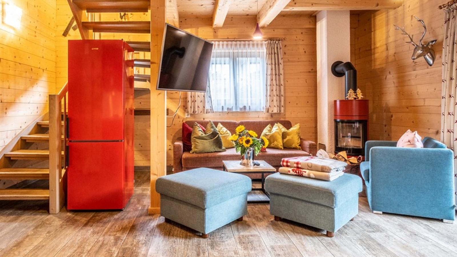 Luxury Lodge Kaprun XL - Woonkamer