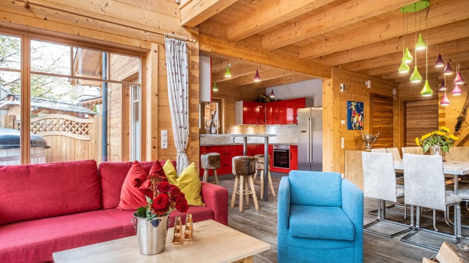 Luxury Lodge Kaprun XL - Woonkamer