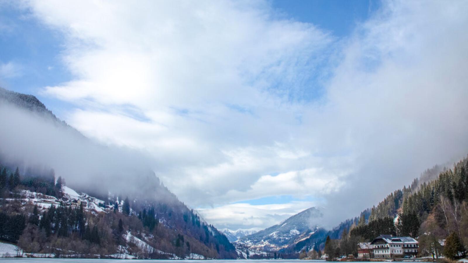 Bergblick am Afritzer See - Gebied winter 1km